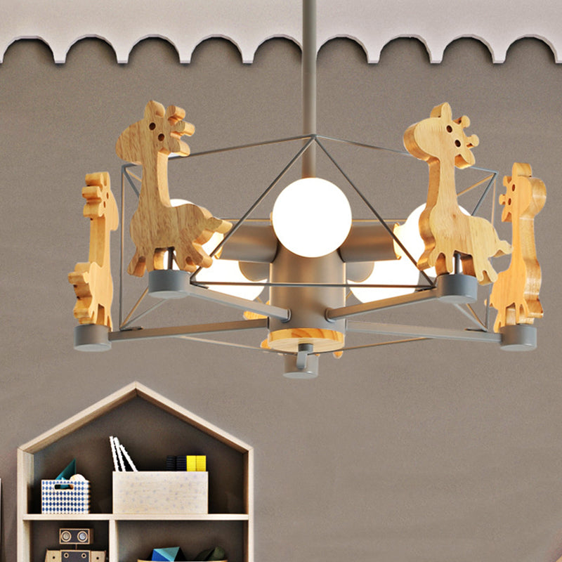 Colorful Simple Chandelier Macron 5-Light Hanging Light for Kid Room