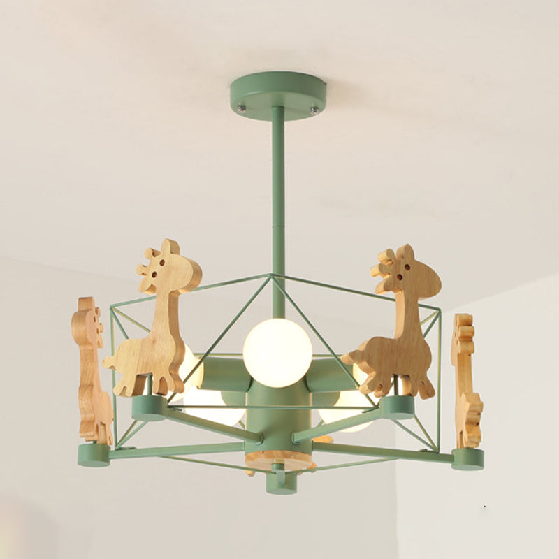 Chandelier simple coloré Macron 5-Light Hanging Light pour Kid Room