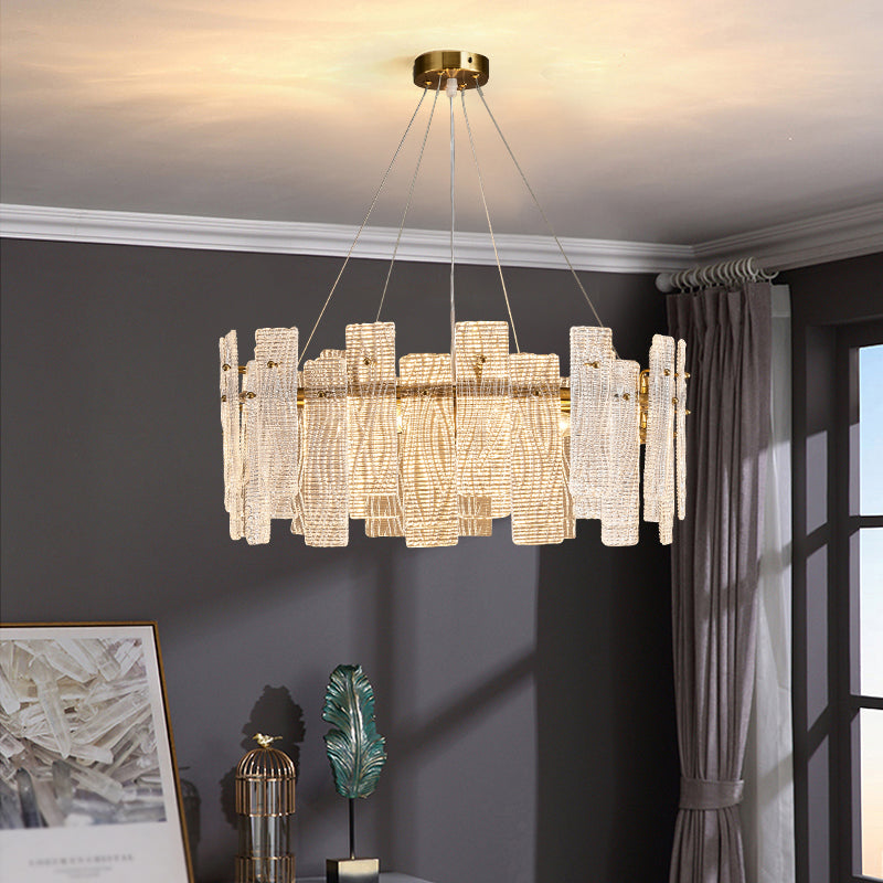 Geometria in stile contemporaneo luci a sospensione lampadario in vetro luci in oro