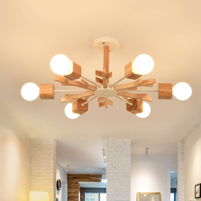 Rami sferici multi chiaro luci appese a sospensione moderna illuminazione a sospensione in legno massiccio