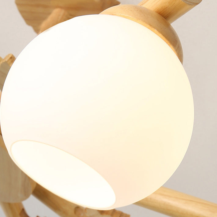 Rami sferici multi chiaro luci appese a sospensione moderna illuminazione sospesa in legno per camera da letto