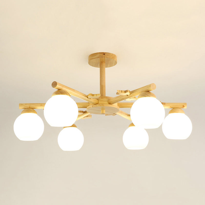 Rami sferici multi chiaro luci appese a sospensione moderna illuminazione sospesa in legno per camera da letto