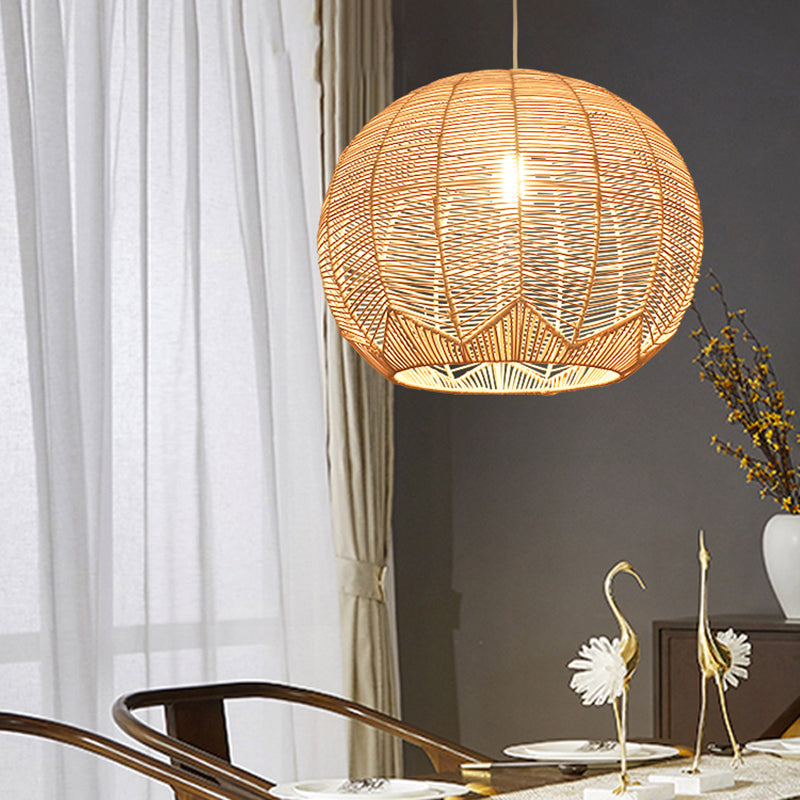 Contemporary Rattan Hanging Light Dome Pendent Lighting Fixture for Dining Room