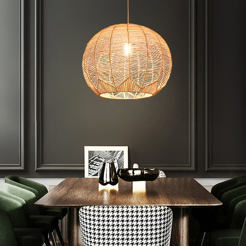 Contemporary Rattan Hanging Light Dome Pendent Lighting Fixture for Dining Room