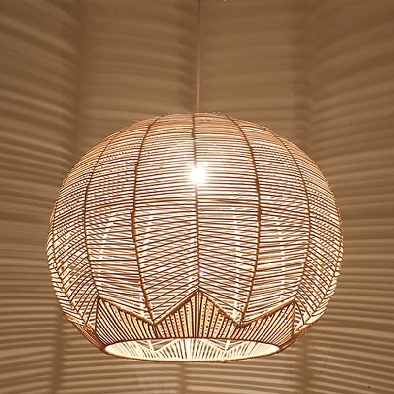 Contemporary Rattan Hanging Light Dome Pendent Lighting Fixture for Dining Room