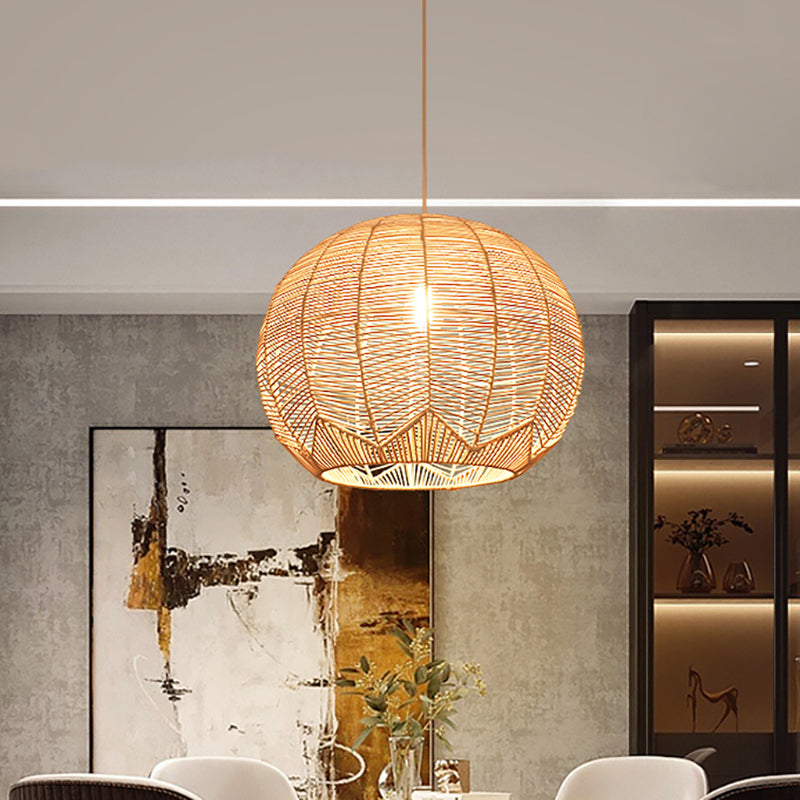 Contemporary Rattan Hanging Light Dome Pendent Lighting Fixture for Dining Room