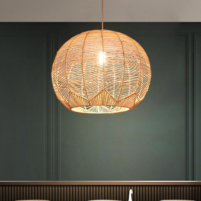 Contemporary Rattan Hanging Light Dome Pendent Lighting Fixture for Dining Room