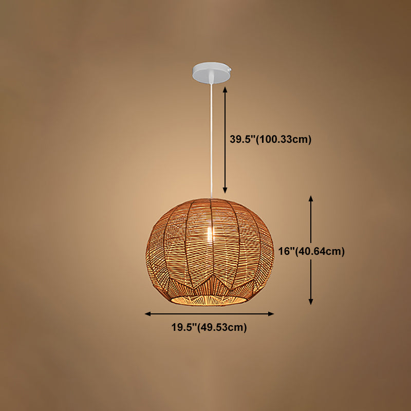 Contemporary Rattan Hanging Light Dome Pendent Lighting Fixture for Dining Room