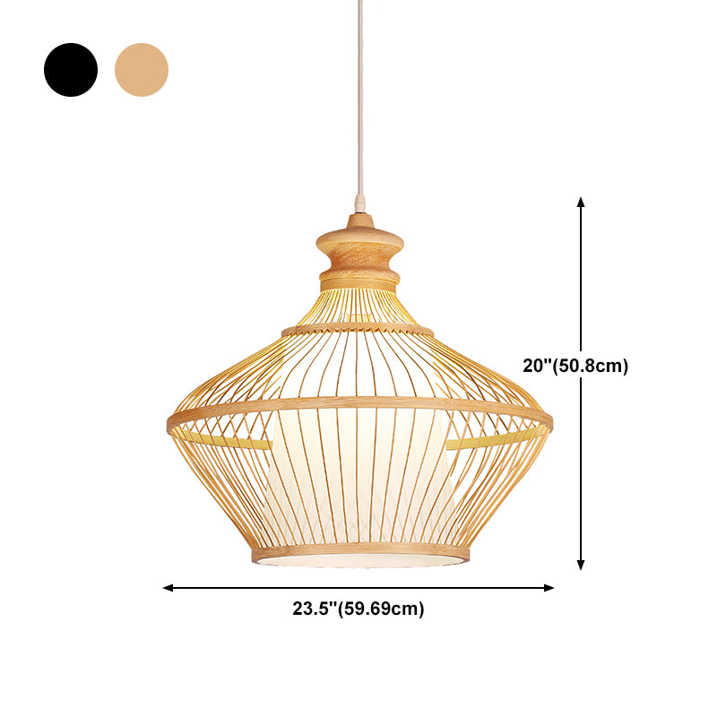 Luce appesa di bambù semplicità geometrica Secondo illuminazione a pendente per sala da pranzo