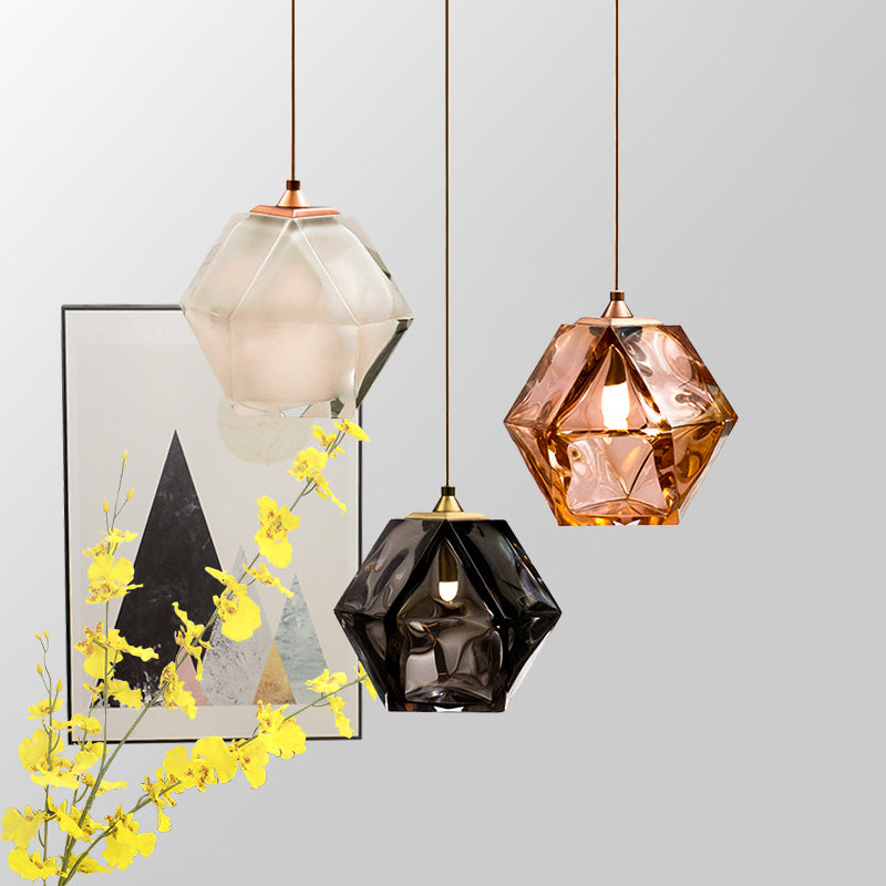 Geometric Hanging Light Nordic Glass Pendent Lighting Fixture for Sitting Room