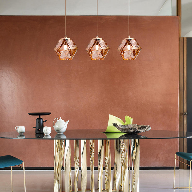 Geometric Hanging Light Nordic Glass Pendent Lighting Fixture for Sitting Room
