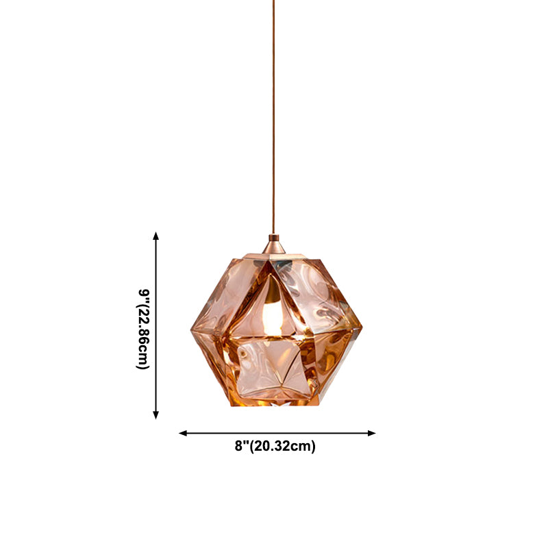 Geometric Hanging Light Nordic Glass Pendent Lighting Fixture for Sitting Room