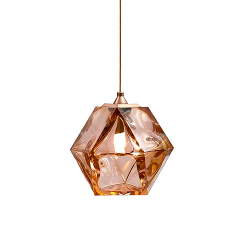 Geometric Hanging Light Nordic Glass Pendent Lighting Fixture for Sitting Room
