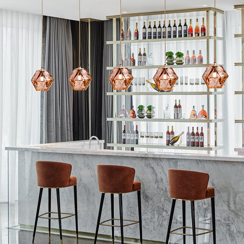 Geometric Hanging Light Nordic Glass Pendent Lighting Fixture for Sitting Room