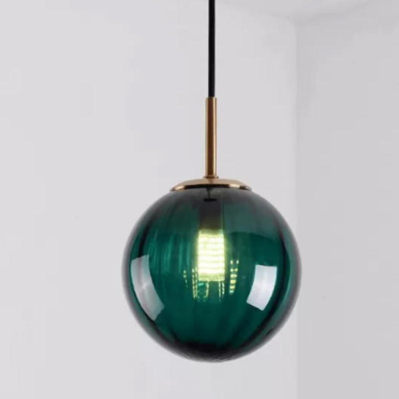 Spherical Shape Hanging Lighting Modern Style Glass 1 Light Hanging Lamp for Bedroom