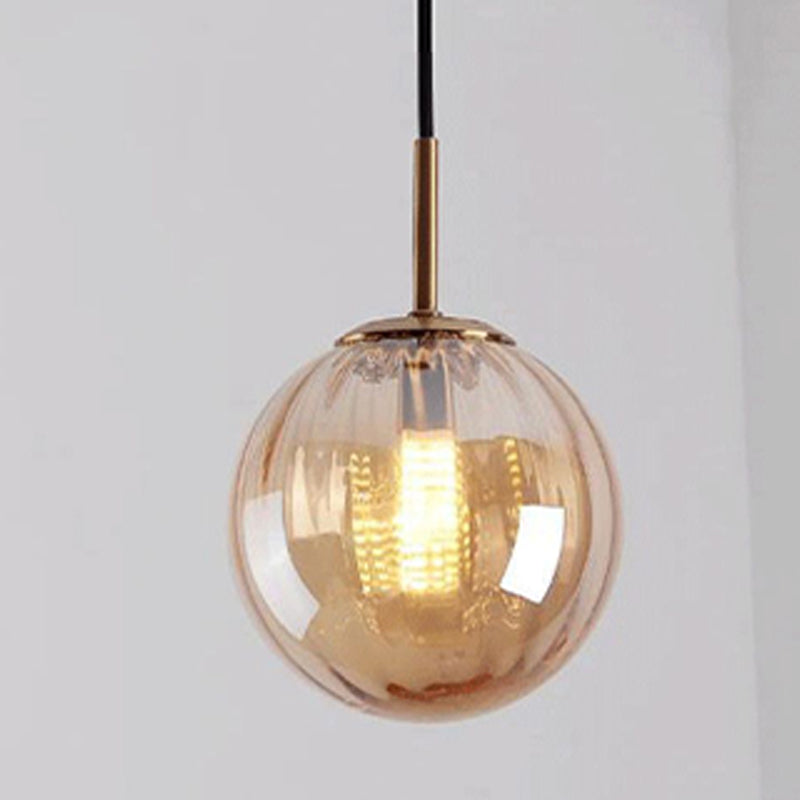 Spherical Shape Hanging Lighting Modern Style Glass 1 Light Hanging Lamp for Bedroom