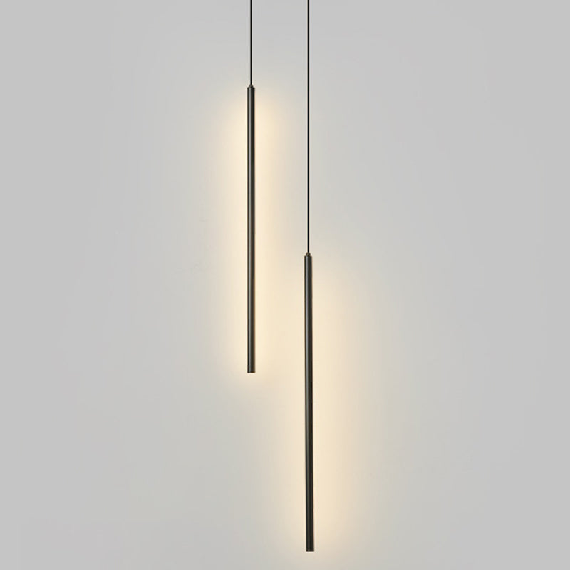 Linear Shape Hanging Lighting Modern Style Metal 2 Light Hanging Lamp for Living Room