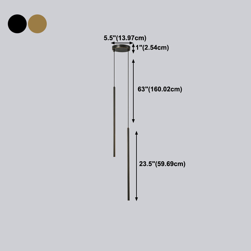 Linear Shape Hanging Lighting Modern Style Metal 2 Light Hanging Lamp for Living Room