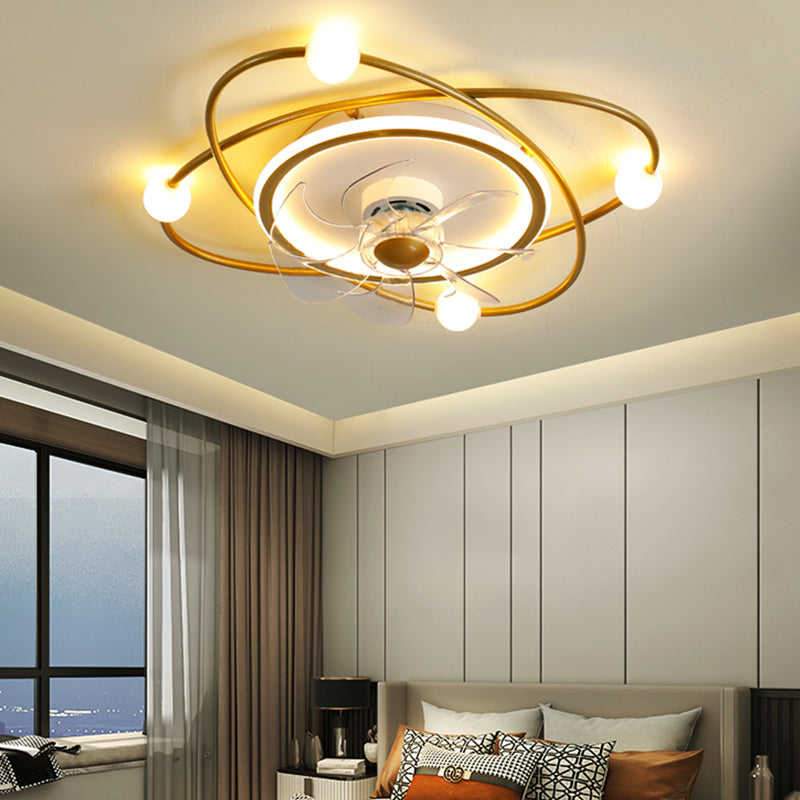 Nordic Geometric Fan Light Metal 5 Lights LED Flush Mount Light for Living Room