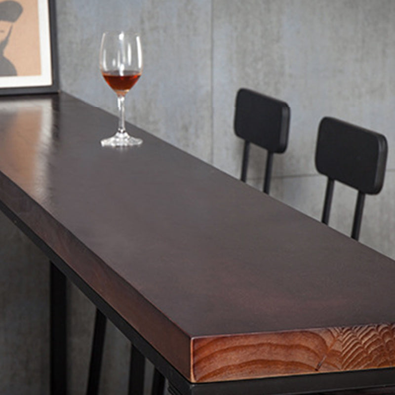 Brown Modern Style Bar Table in Metal and Wood Indoor Counter Table