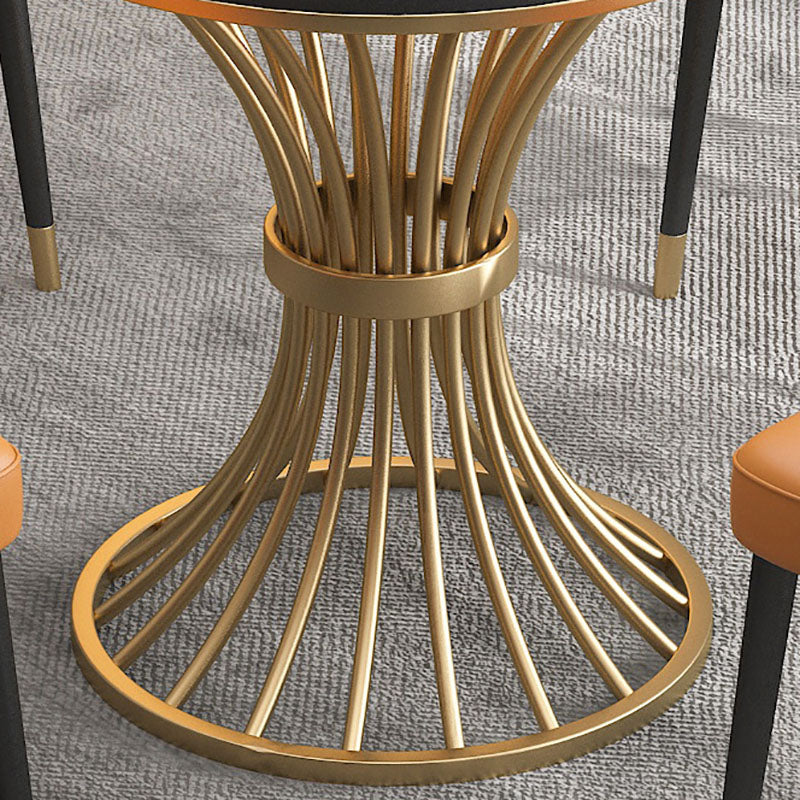 Glam Style 1/3/4/5 Pieces Dining Set Round Sintered Stone Dining Table Set