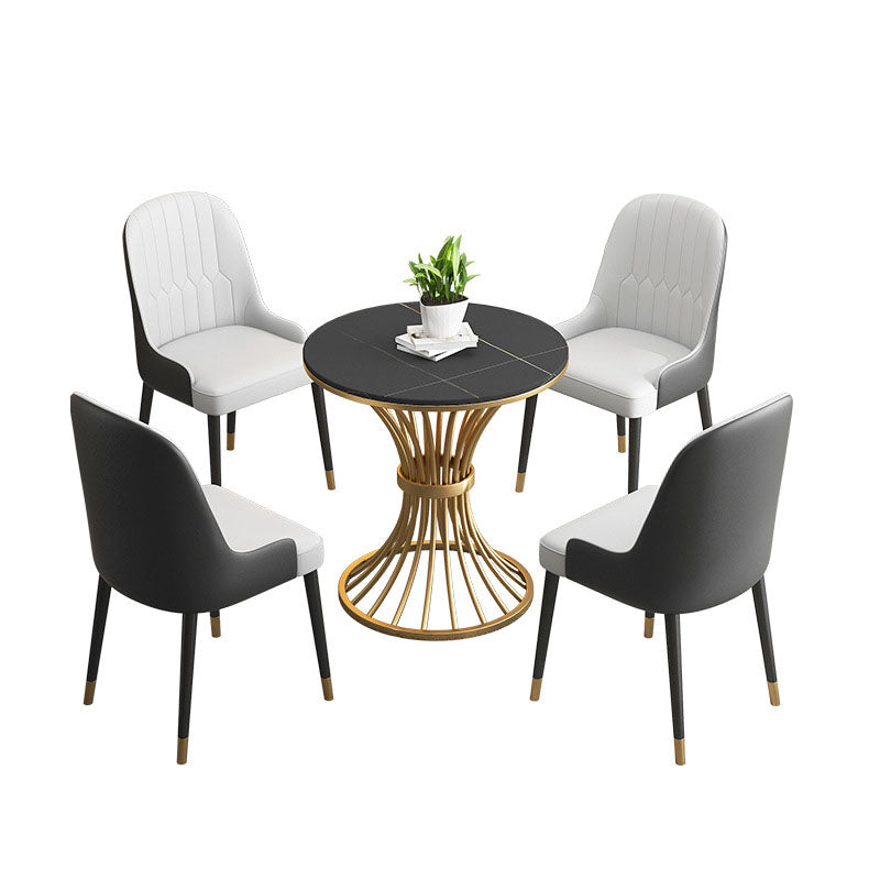 Glam Style 1/3/4/5 Pieces Dining Set Round Sintered Stone Dining Table Set