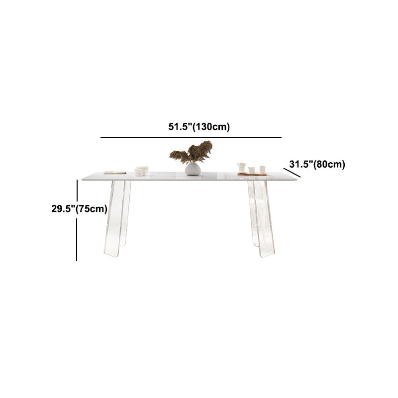 Modern 1/2/5/6 Pieces Acrylic Dining Table Set with White Sintered Stone Top Dinette Set