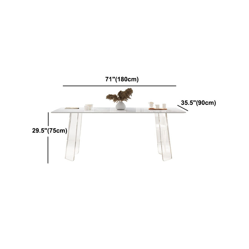 Modern 1/2/5/6 Pieces Acrylic Dining Table Set with White Sintered Stone Top Dinette Set