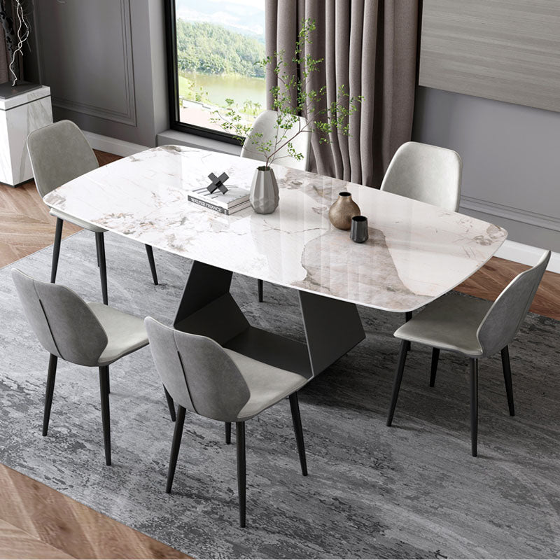 Minimalist 1/4/5/7 Pieces Rectangular Dining Table Set Sintered Stone Furniture for Home