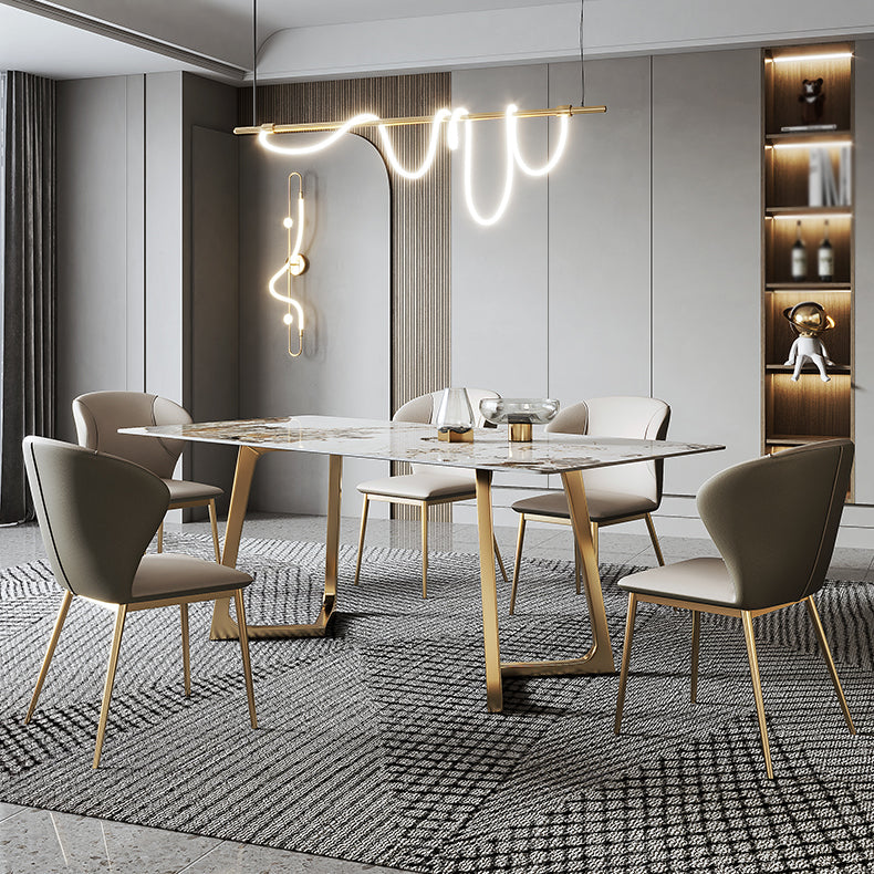 Style contemporain 1/4/5/6/7 pièces meubles meubles de table à manger en pierre fritté pour cuisine