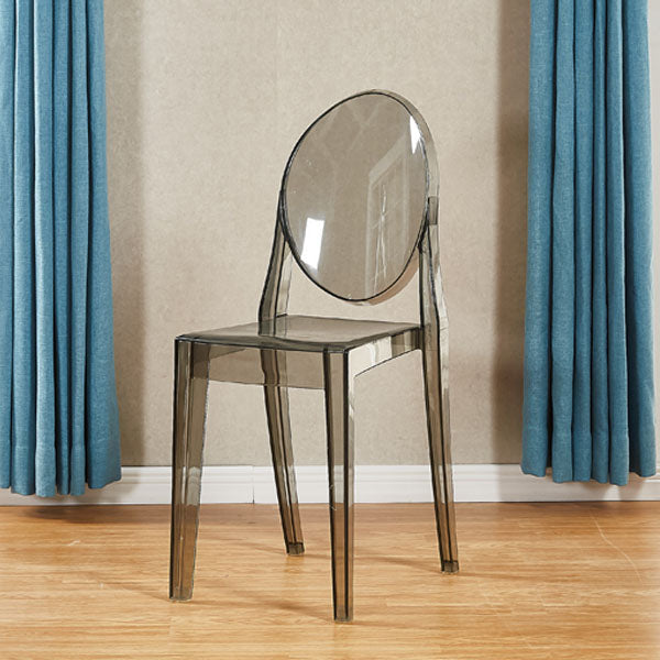 Silla lateral de plástico moderna con acabado mate, silla de comedor con respaldo abierto
