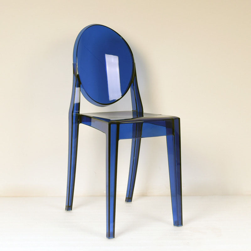 Silla lateral de plástico moderna con acabado mate, silla de comedor con respaldo abierto