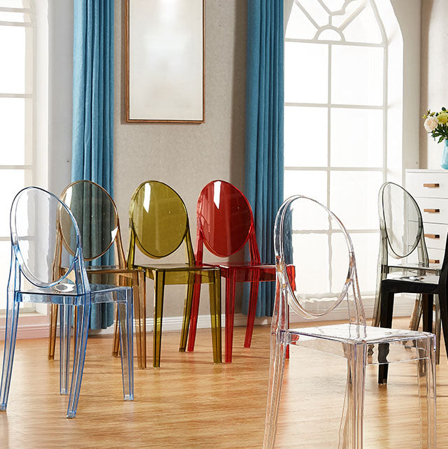 Silla lateral de plástico moderna con acabado mate, silla de comedor con respaldo abierto