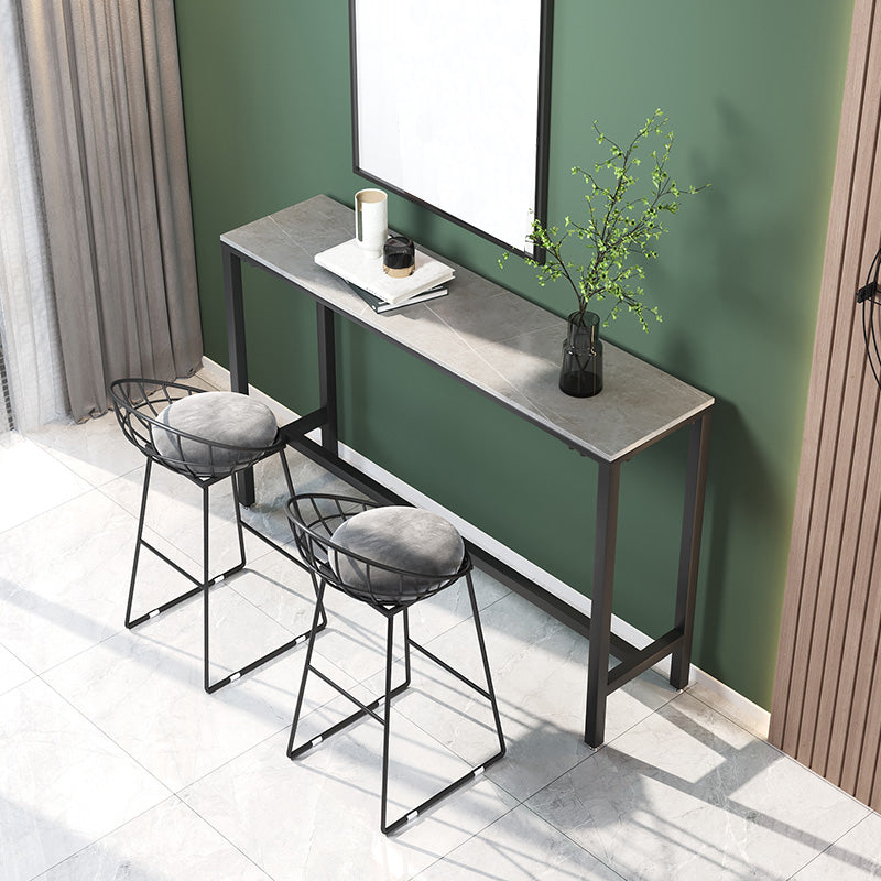 Marble Pub Table with Rectangle Table Top Double Pedestal Table - 41.3" H