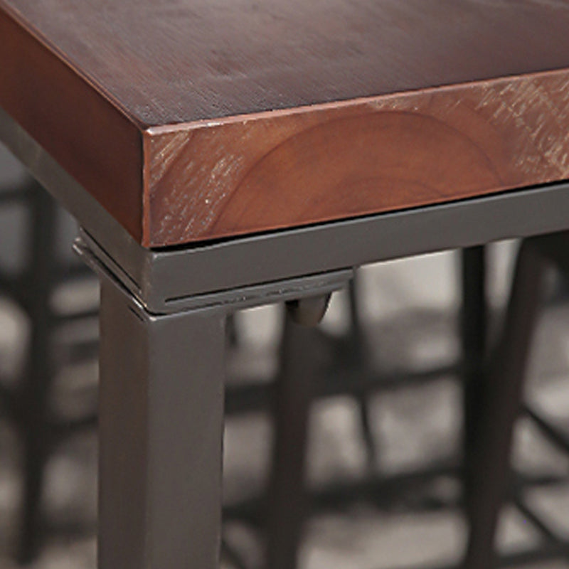 Modern Style Bar Table Solid Wood and Iron Brown Bar Table for Indoor
