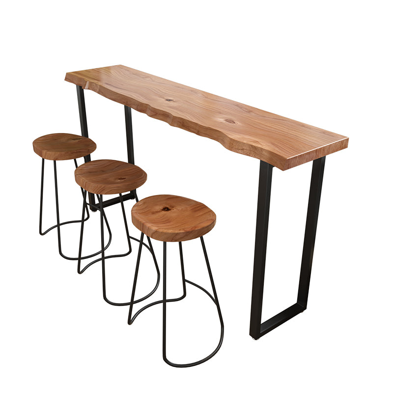 Brown Modern Style Specialty Table in Solid Wood and Metal Coffee Shop Bar Table