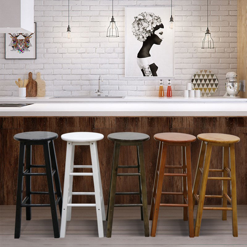 Taburete de bar moderno sin brazos con respaldo, taburete de bar de madera con asiento y pedal de madera