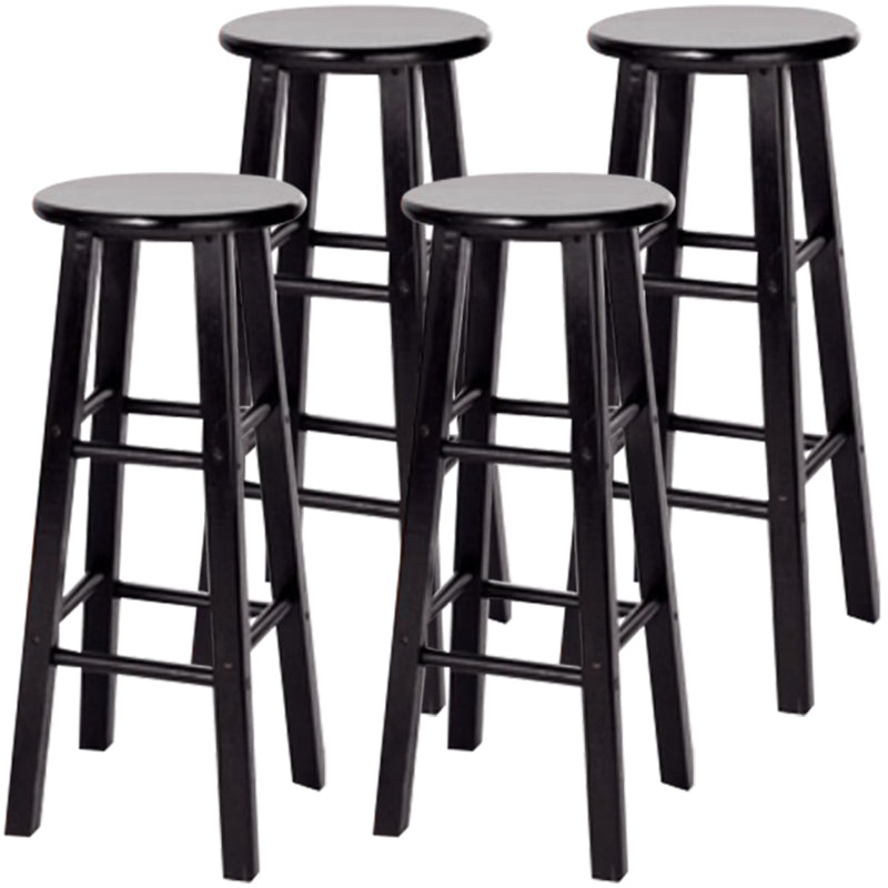 Taburete de bar moderno sin brazos con respaldo, taburete de bar de madera con asiento y pedal de madera