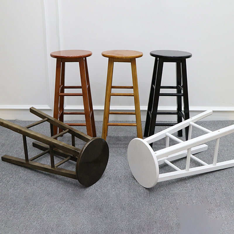 Taburete de bar moderno sin brazos con respaldo, taburete de bar de madera con asiento y pedal de madera