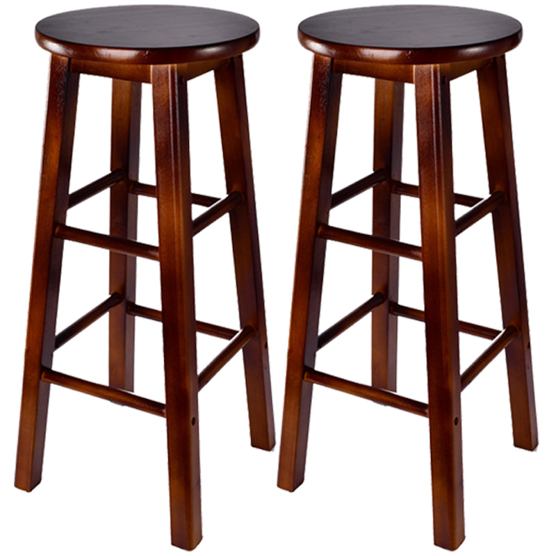 Taburete de bar moderno sin brazos con respaldo, taburete de bar de madera con asiento y pedal de madera
