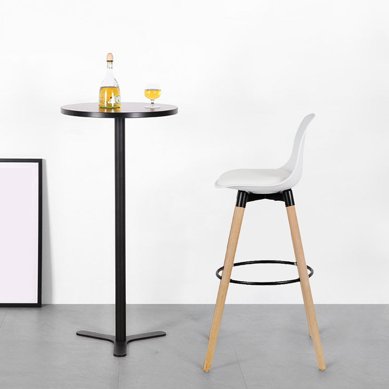 Modern Style Beech Bar Stool with Footrest and Low Back Bistro Bar Stool 28 Inches