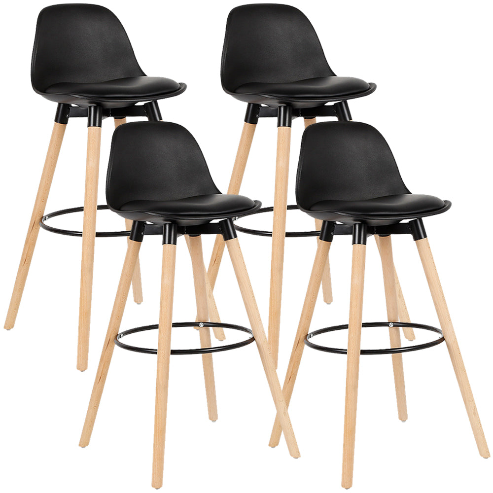 Modern Style Beech Bar Stool with Footrest and Low Back Bistro Bar Stool 28 Inches
