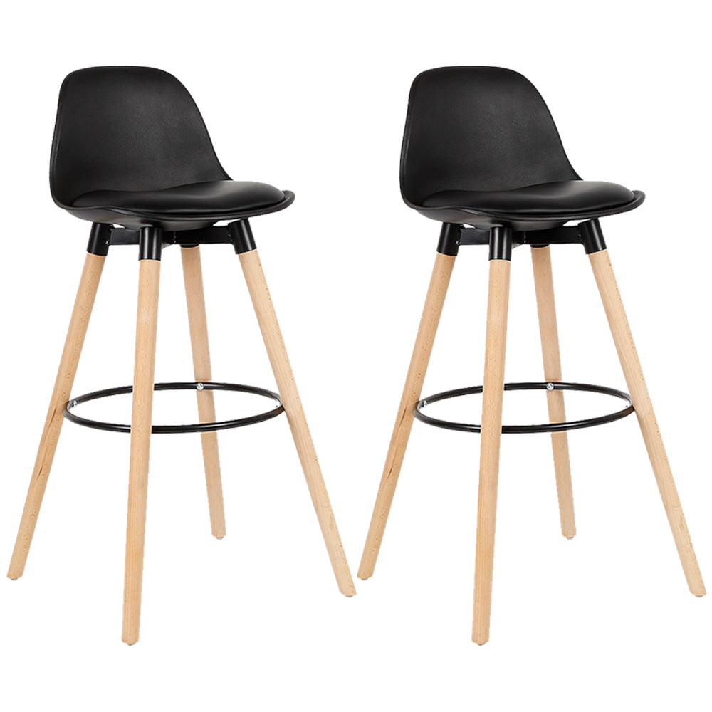 Modern Style Beech Bar Stool with Footrest and Low Back Bistro Bar Stool 28 Inches