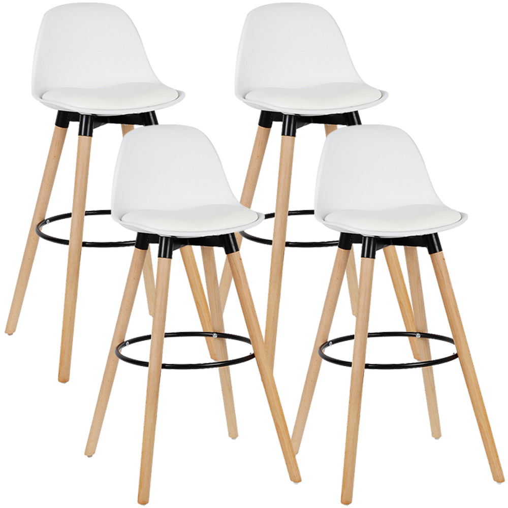 Modern Style Beech Bar Stool with Footrest and Low Back Bistro Bar Stool 28 Inches