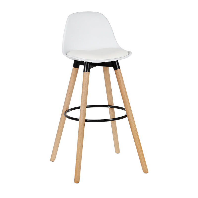 Modern Style Beech Bar Stool with Footrest and Low Back Bistro Bar Stool 28 Inches