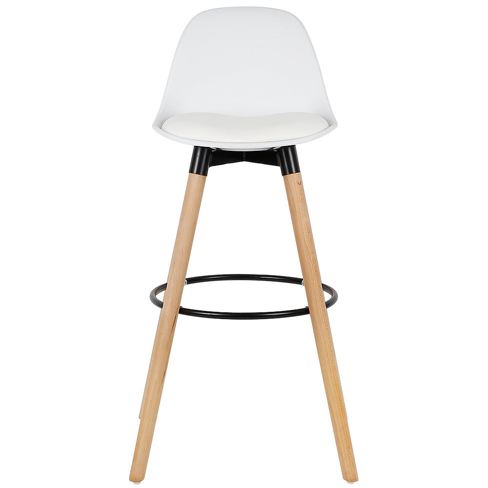 Modern Style Beech Bar Stool with Footrest and Low Back Bistro Bar Stool 28 Inches