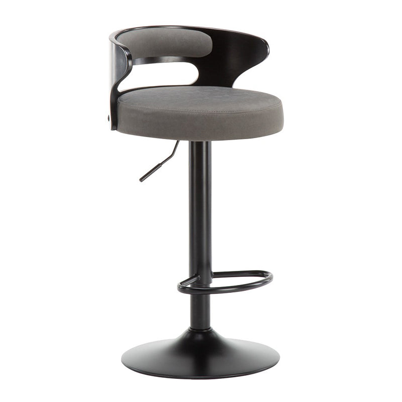 Industrial Style Bar Stool Round Leather Seat with Adjustable Height for Counter Bar