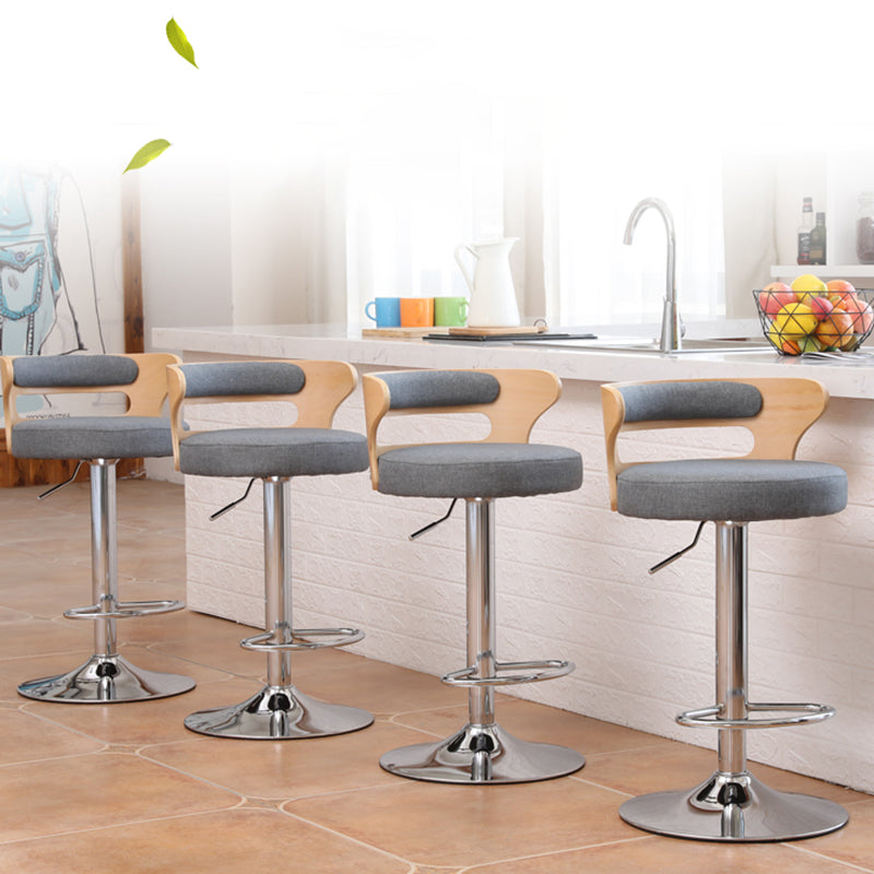Industrial Style Bar Stool Round Leather Seat with Adjustable Height for Counter Bar
