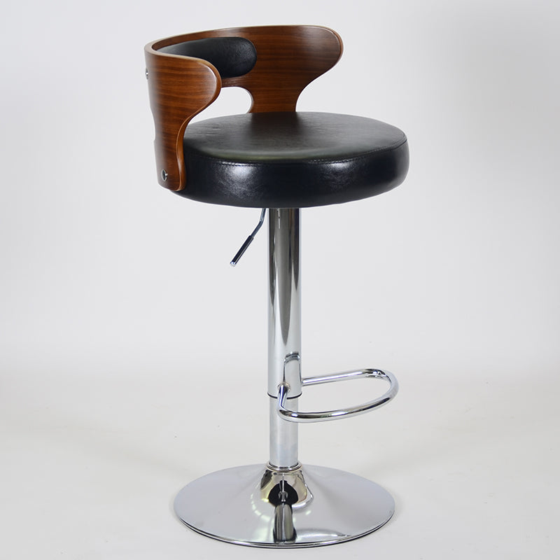 Industrial Style Bar Stool Round Leather Seat with Adjustable Height for Counter Bar