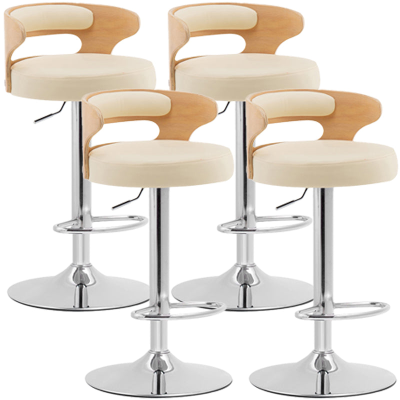 Industrial Style Bar Stool Round Leather Seat with Adjustable Height for Counter Bar